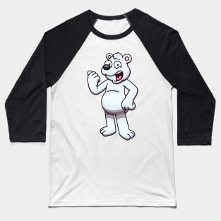 Friendly Cartoon Polar Bear Baseball T-Shirt